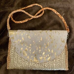 Elegant Gold and Tan Crossbody Bag